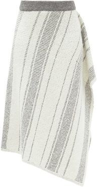 Asymmetric Hand-knitted Skirt - Womens - Grey White