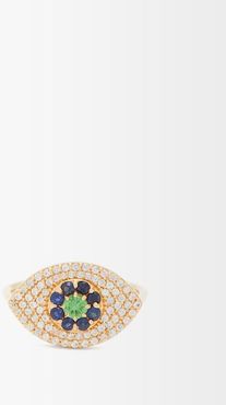 Blossom Drops Eye Sapphire & 18kt Gold Ring - Womens - Yellow Gold