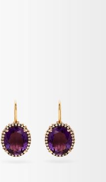 Daisy Eternity Amethyst & 18kt Rose Gold Earrings - Womens - Purple