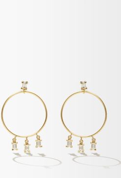 Baguette Diamond & 18kt Gold Hoop Earrings - Womens - Yellow Gold