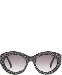 Vienne Oval Acetate Sunglasses - Womens - Black