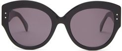 Embellished Oversized Cat-eye Acetate Sunglasses - Womens - Black
