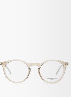Logo-engraved Round Acetate Glasses - Womens - Clear
