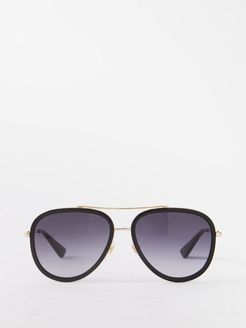 Aviator Metal Sunglasses - Womens - Grey Gold