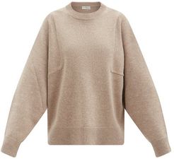 Sleeve-seam Wool-blend Sweater - Womens - Beige