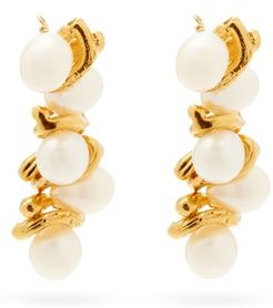 The Calliope Pearl And 24kt Gold-plated Earrings - Womens - Gold