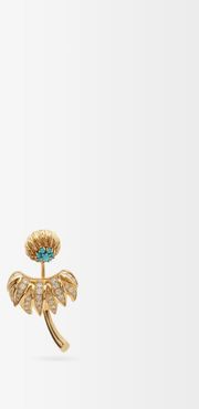 Dahlia Diamond & 18kt Gold Single Earring - Womens - Blue Gold