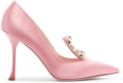 Rv Broche Crystal-embellished Satin Pumps - Womens - Pink