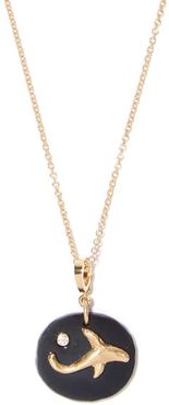 Dolphin Diamond, Jade & 18kt Gold Necklace - Womens - Black Gold