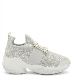 Viv Run Crystal-embellished Buckled Trainers - Womens - Silver