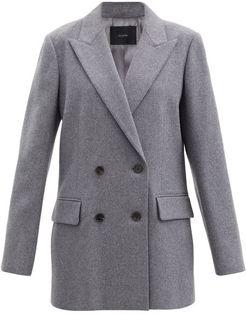 Jorgan Double-breasted Wool Blend-flannel Jacket - Womens - Grey