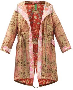 Vintage Silk-brocade Hooded Coat - Womens - Multi