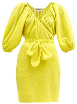 Coletto Organic-cotton-blend Wrap Dress - Womens - Yellow