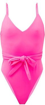 Gamela Tie-front Swimsuit - Womens - Pink