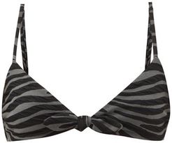 Carla Animal-jacquard Triangle Bikini Top - Womens - Black Grey