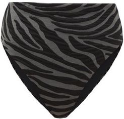 Imina Zebra-jacquard Recycled-fibre Bikini Briefs - Womens - Black Grey