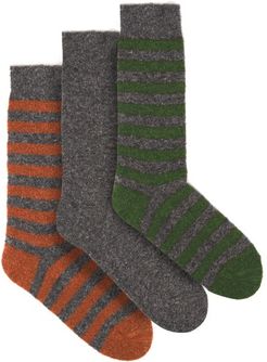 Pack Of Three Merino-blend Socks - Mens - Multi