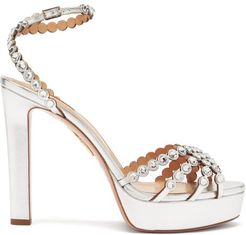 Tequila 120 Crystal-strap Leather Platform Sandals - Womens - Silver