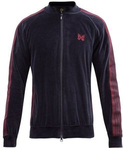 Butterfly-embroidered Cotton-blend Track Jacket - Mens - Navy