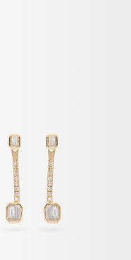 Baguette Punch Diamond & 18kt Gold Drop Earrings - Womens - Yellow Gold