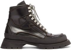 Lace-up Leather Boots - Mens - Black