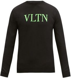 Vltn-jacquard Cotton-blend Sweater - Mens - Black Green