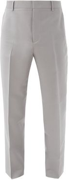 High-rise Mohair-blend Straight-leg Trousers - Mens - Light Grey