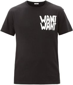 Want Want-print Cotton-jersey T-shirt - Mens - Black