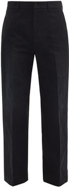 Cat-embroidered Cotton Trousers - Mens - Black