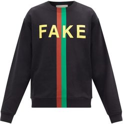 Not Fake Printed Cotton-jersey Sweatshirt - Mens - Black