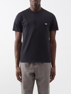 Tricolour Fox-patch Cotton-jersey T-shirt - Mens - Black