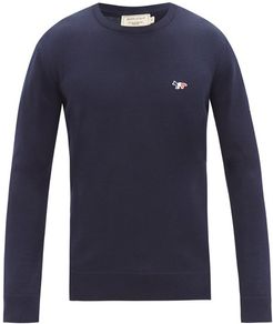 Tricolour Fox-patch Wool Sweater - Mens - Navy