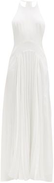 Provence Pleated-crepe Floor-length Gown - Womens - White