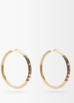 Sapphire & 18kt Gold Hoop Earrings - Womens - Multi