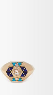 Evil Eye Diamond & 18kt Gold Pinky Ring - Womens - Blue Multi