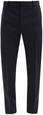 Tapered-leg Wool-crepe Suit Trousers - Mens - Navy