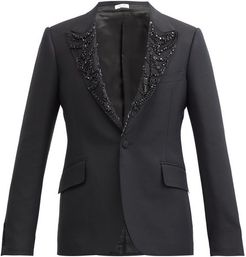 Crystal-embellished Wool-blend Tuxedo Jacket - Mens - Black