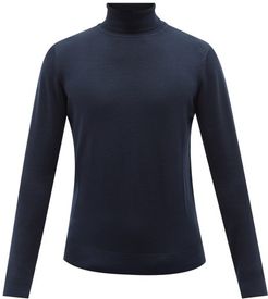 Roll-neck Merino-wool Sweater - Mens - Navy