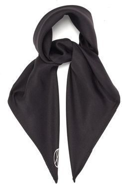 Logo-print Silk-twill Scarf - Womens - Black