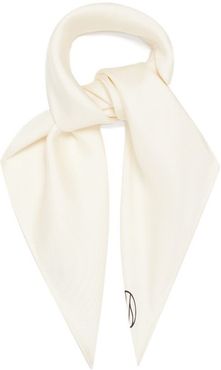 Logo-print Silk-twill Scarf - Womens - White