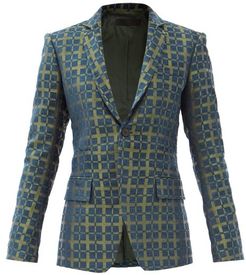 Tadmor Jacquard-check Cotton-blend Jacket - Womens - Blue Multi