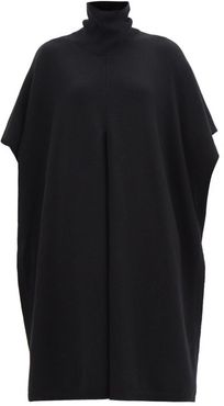 Roll-neck Front-slit Cashmere Poncho - Womens - Black