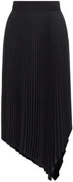 Swinton Handkerchief-hem Pleated-jersey Midi Skirt - Womens - Black