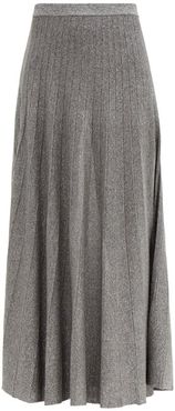Ribbed Lamé Knitted Skirt - Womens - Dark Grey
