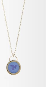 Flying Pig Agate & 14kt Gold Necklace - Womens - Blue Gold