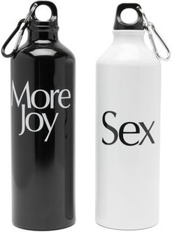 Set Of Two More Joy-print Aluminium Water Bottle - Womens - Black