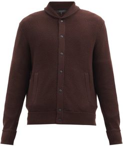 Cardiff Shawl-collar Cotton-blend Cardigan - Mens - Burgundy