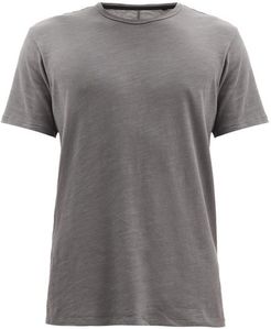 Flame Crew-neck Slubbed-cotton Jersey T-shirt - Mens - Dark Grey