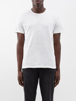 Flame Crew-neck Slubbed Cotton-jersey T-shirt - Mens - White