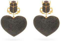 Scarab My Love 24kt Gold-plated Clip Earrings - Womens - Black Gold